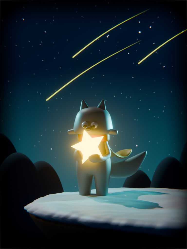 流れ星と狼